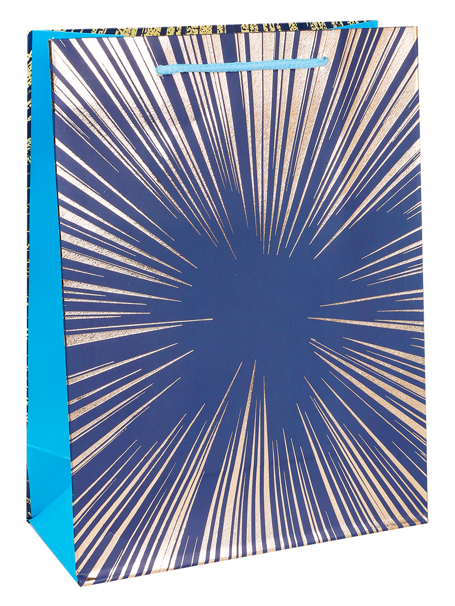 Dream cards Пакет подарочный с мат.лам.и тиснен. фольгой26х32х10см(L)Синее сияние210г ПКП-3130 (Вид 1)