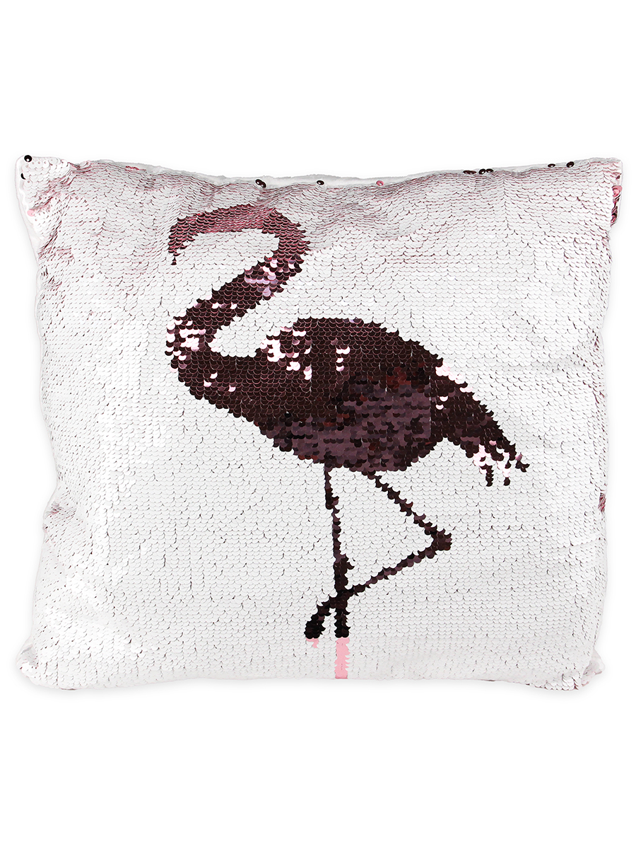 Декоративная подушка с двусторонними пайетками  Красивый фламинго ДП-5252 (Вид 1)