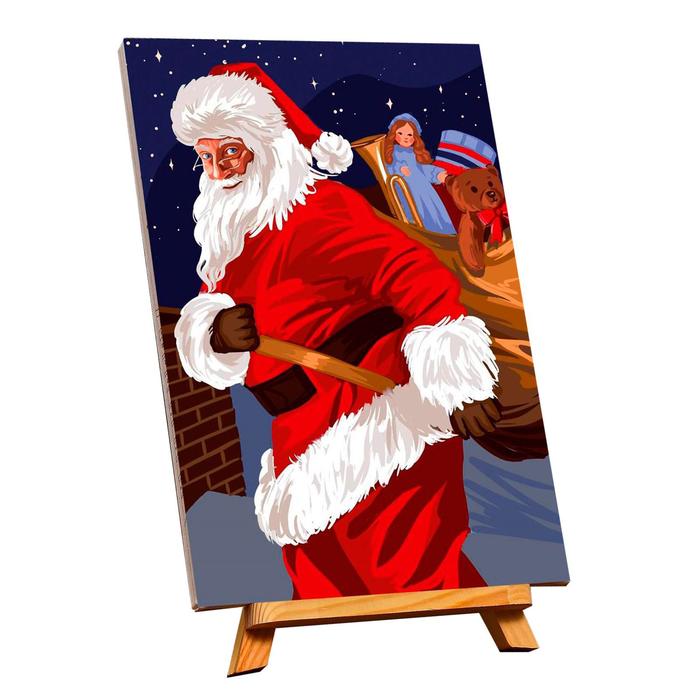 Картина по номерам на холсте с подрамником Санта с подарками 20*30 см 5005756 (Вид 4)
