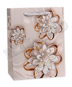 Dream cards Пакет подарочный с мат. лам. и глиттером 32х26х12 (L) Очаровательные цветы, 210г ПП-4140 (Вид 1)