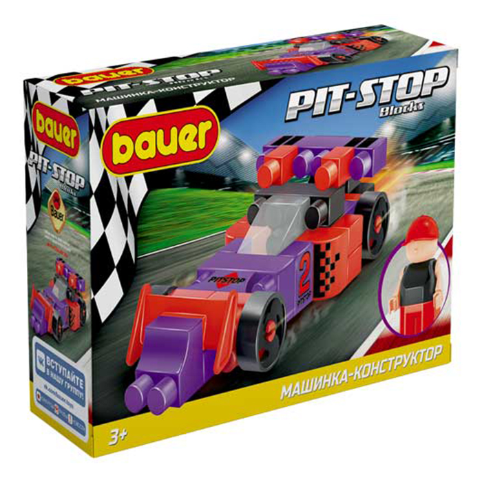Констр-р Bauer 813 Гоночная машина в коробке Pit Stop (цвет фиолетовый, красный) (Вид 2)