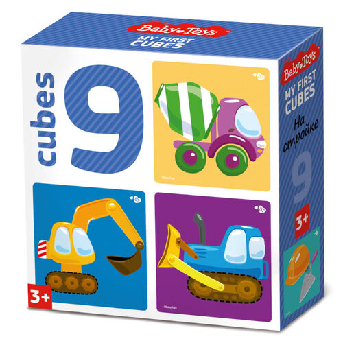 Кубики На стройке (без обклейки) 9 шт Baby Toys арт.03533 (Вид 1)