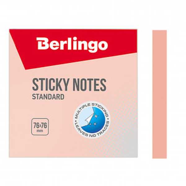 Блок самоклеящийся Berlingo Standart 76*76 мм 100 листов розовый. HN7676SR (Вид 1)