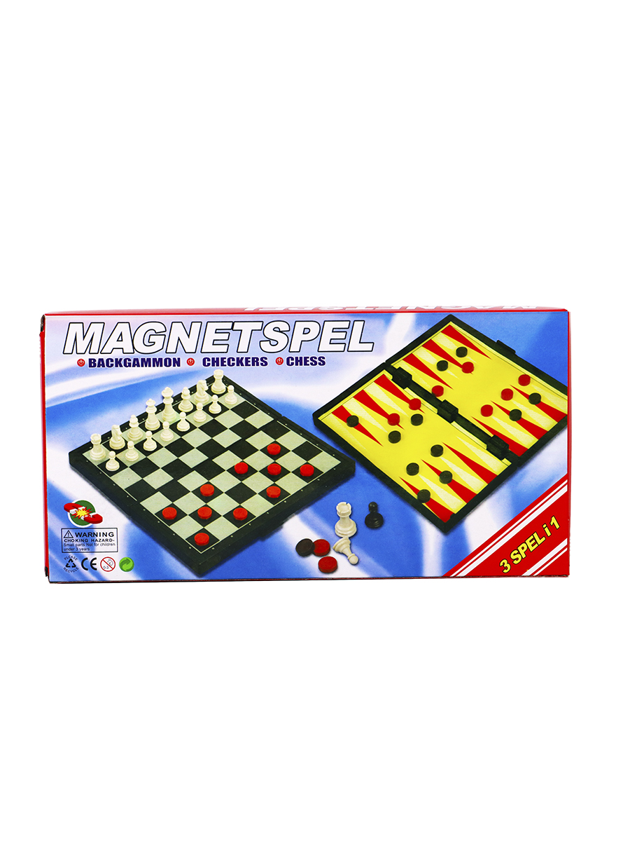 Игра 3 в 1 пластик, на магните(нарды, шашки, шахматы) (29х15х3.5 см) в коробке (Арт. AN02576)
