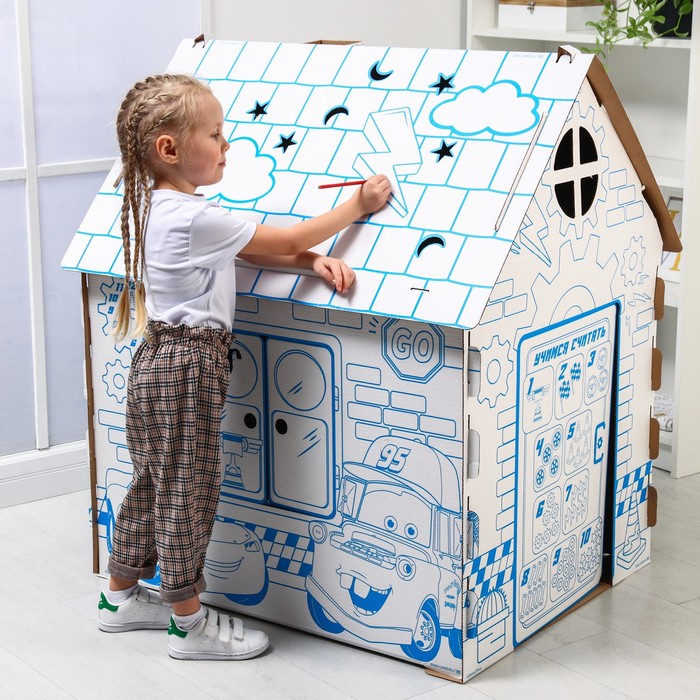 Дом из картона Дом-раскраска набор для творчества, Тачки, Дисней  5352781 (Вид 1)