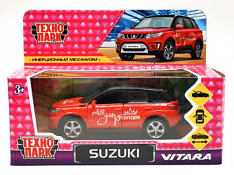Машина металл SUZUKI VITARA девочки 12 см, двер, багаж, инерц, красный, кор. Технопарк в кор.2*36шт (Вид 1)