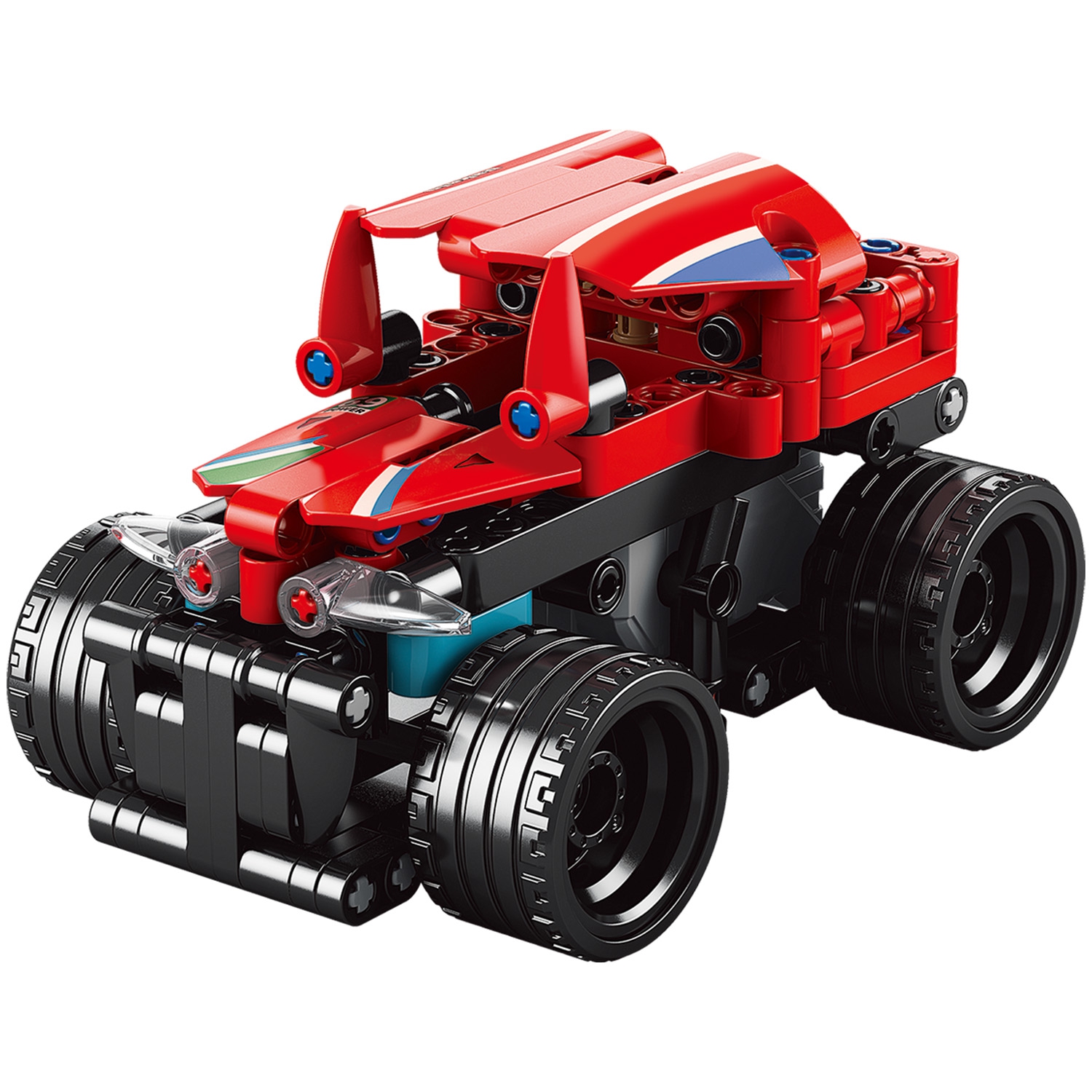 Конструктор Mioshi Tech Пуллбэк 2 в 1: Красный автомобиль (215 дет., 18 см, пружин. механизм) (Вид 1)