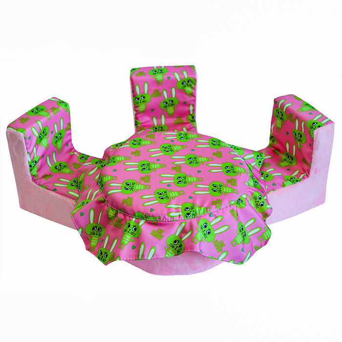 Мебель мягк. Стол,3 стула Кролики розовые с розовым плюшем НМ-004-31