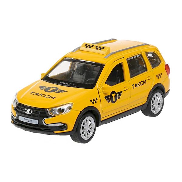 Машина металл lada granta cross 2019 такси 12см, инерц., желтый в кор. Технопарк в кор.2*36шт