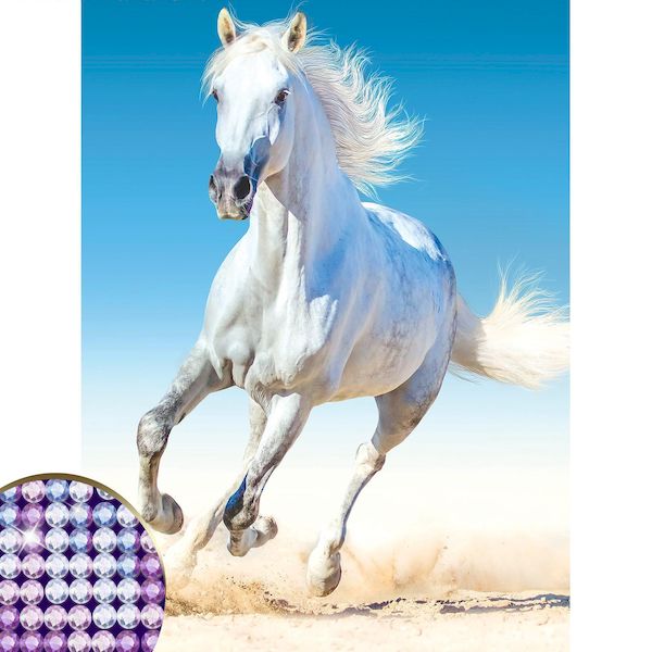Алмазная вышивка с частичным заполнением Белый конь холст, емкость 1516829
