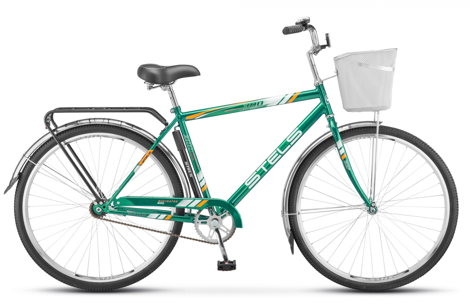 Велосипед Stels Navigator 28 300 Gent Z010/Z011 (с корзиной) (LU085341) (Зелёный) (Вид 1)