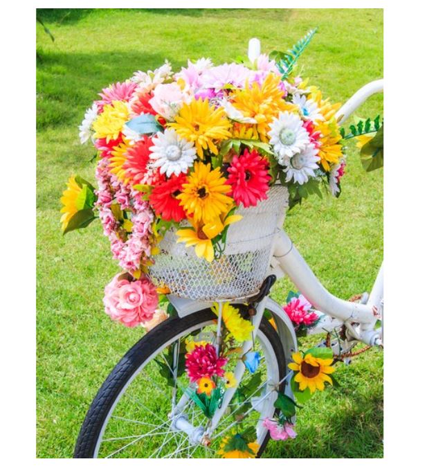 Палитра. Холст с краск. 30х40 см по номер. в кор. (18цв.) Цветы в корзине велосипеда (Арт. ХК-8756)