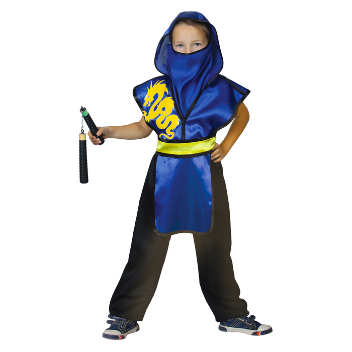 Костюм НиндзяЖелтый дракон на синемзащита с капюшоном,маска,пояс,штаны,оружие,р-р28рост98-   39303 (Вид 1)