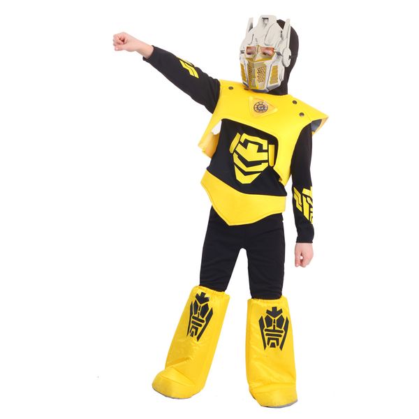 2063 к-20 Карнавальный костюм Робот (рубашка с капюшоном, брюки, жилет, ботинки, маска) размер 116-6