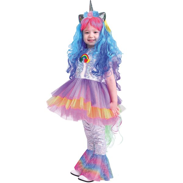2072 к-19 Карнавальный костюм Пони Виви (платье, леггинсы, парик,ободок с ушками и рогом) размер 1