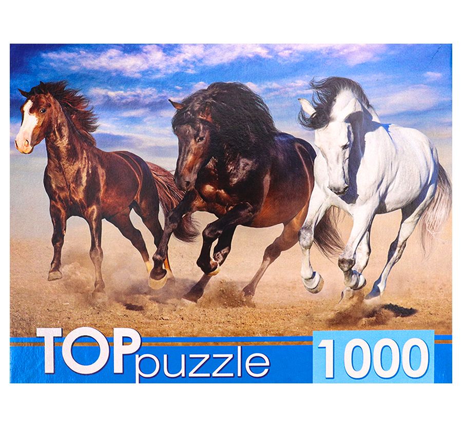 TOPpuzzle. ПАЗЛЫ 1000 элементов. ГИТП1000-4141 Тройка диких лошадей