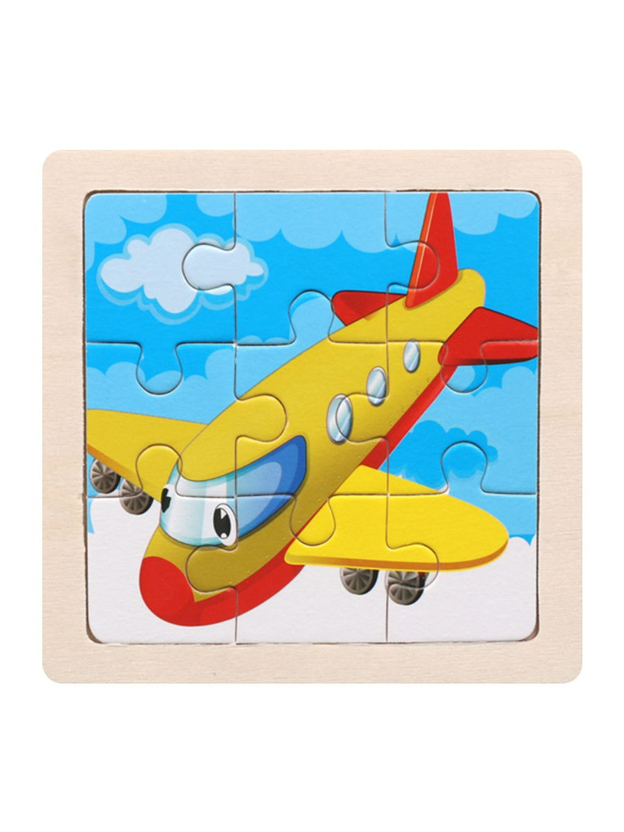 Деревянная пазл-рамка (11х11х0,4 см) Самолетик (9 элементов) ( Арт. ИД-0111)