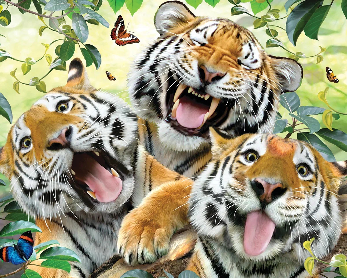 Пазл Super 3D «Тигры селфи», 100 детал., 5+ Размер собранного пазла 31 х 23см.(арт.31218) игр.-голов (Вид 2)