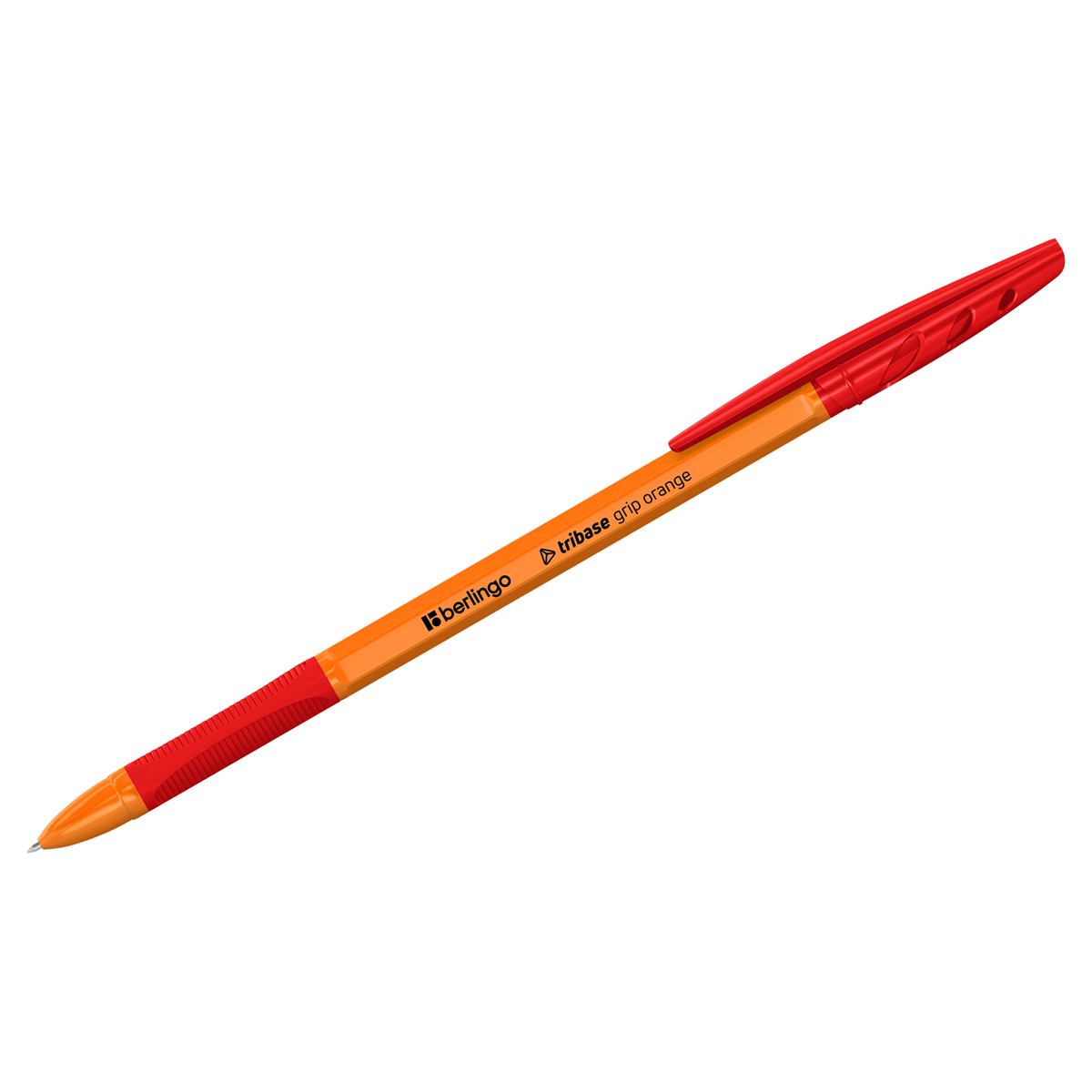 Ручка шариковая Berlingo Tribase grip orange красная, 0,7мм, грип (Вид 1)