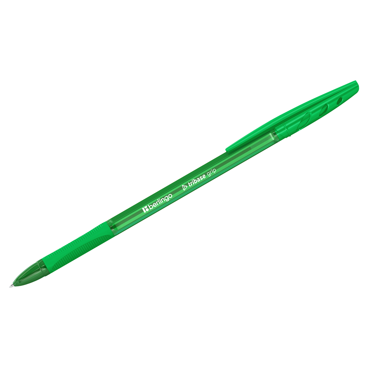 Ручка шариковая Berlingo Tribase grip зеленая, 1,0мм, грип (Вид 1)