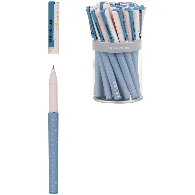 Ручка шариковая Greenwich Line Stylish confetti синяя, 0,7мм, игольчатый стержень, грип, софт-тач