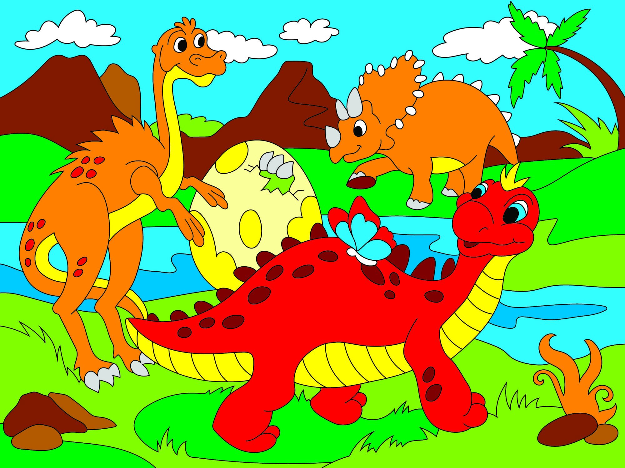 Холст с красками 18х24 см. Милые динозавры (Арт. Х-9393)