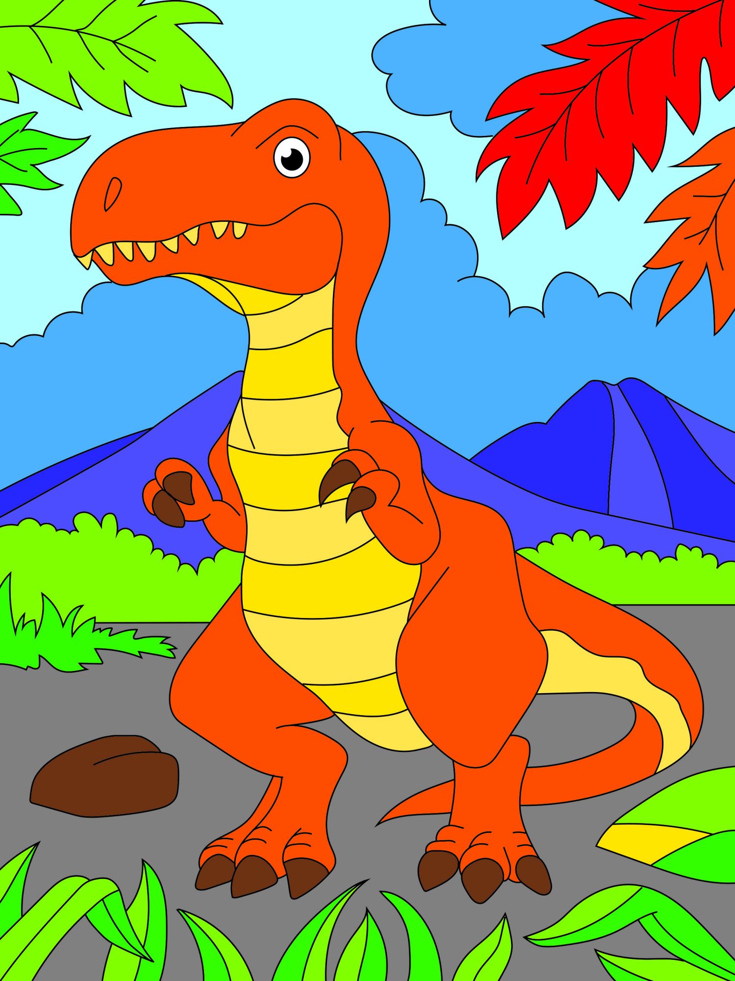 Холст с красками 18х24 см по номерам. Добрый динозавр (Арт. Х-2554)