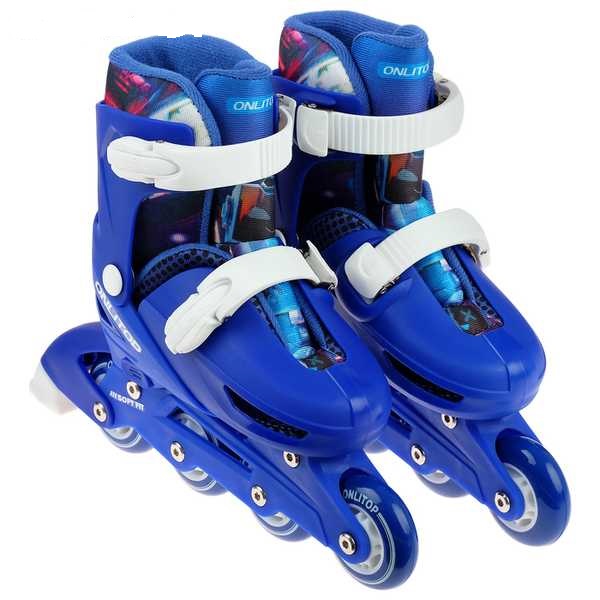 Роликовые коньки раздвижные, размер 30-33, колеса PVC 64 мм, пластиковая рама   4605219