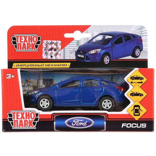 Машина металл FORD Focus 12см, инерц., открыв. двери и багажник, цвет синий. Технопарк в кор.2*24шт (Вид 1)