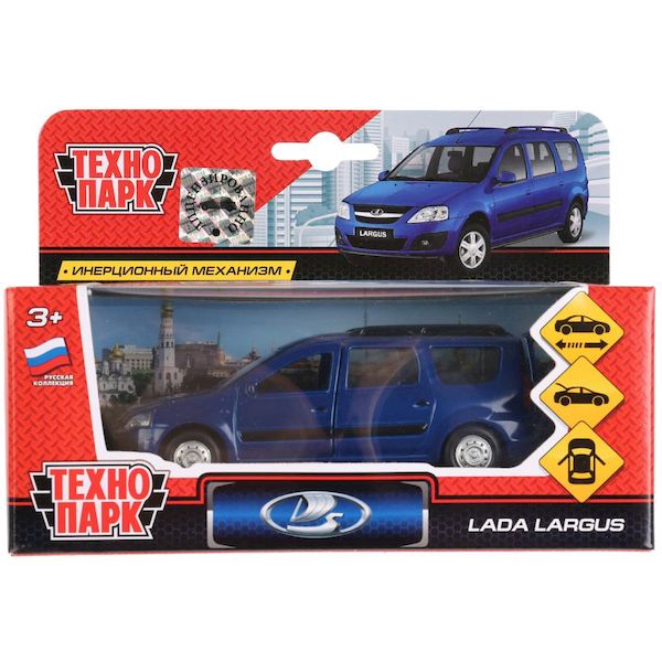 Машина металл LADA LARGUS 12 см, двери, багаж., инерц., синий, кор. Технопарк в кор.2*24шт (Вид 1)