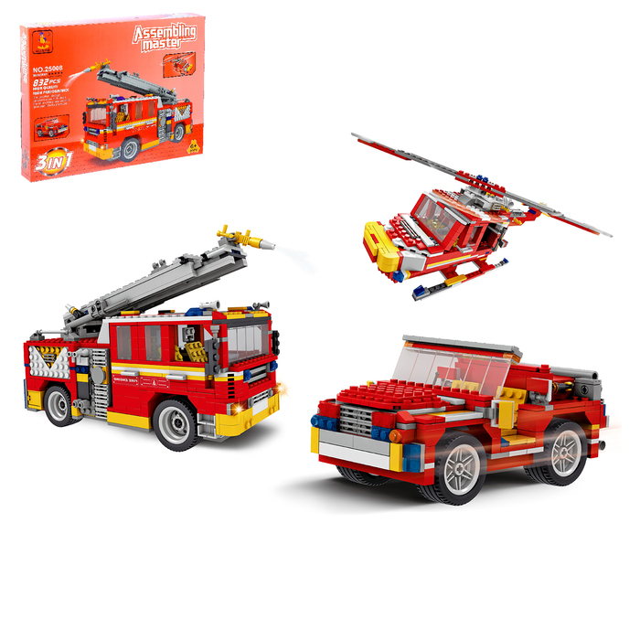 Конструктор Пожарная команда, 3 варианта сборки, 832 детали   3548635 (Вид 1)