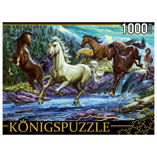 Konigspuzzle. ПАЗЛЫ 1000 элементов. ХK1000-4469 НОЧНЫЕ ЛОШАДИ