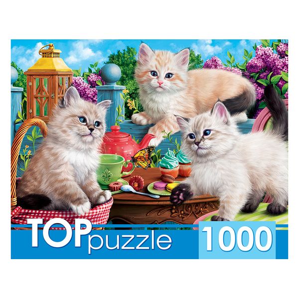 TOPpuzzle. ПАЗЛЫ 1000 элементов. ХТП1000-2157 Котята и чаепитие