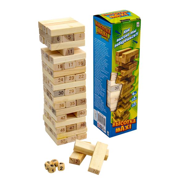 Деревянная игрушка. Игра Башня. Высотка maxi (28см,54 блока) . Арт. ИД-0752 (Вид 1)