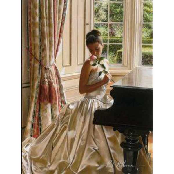 Картина по номерам  Девушка с розой за роялем,  40х50 см
