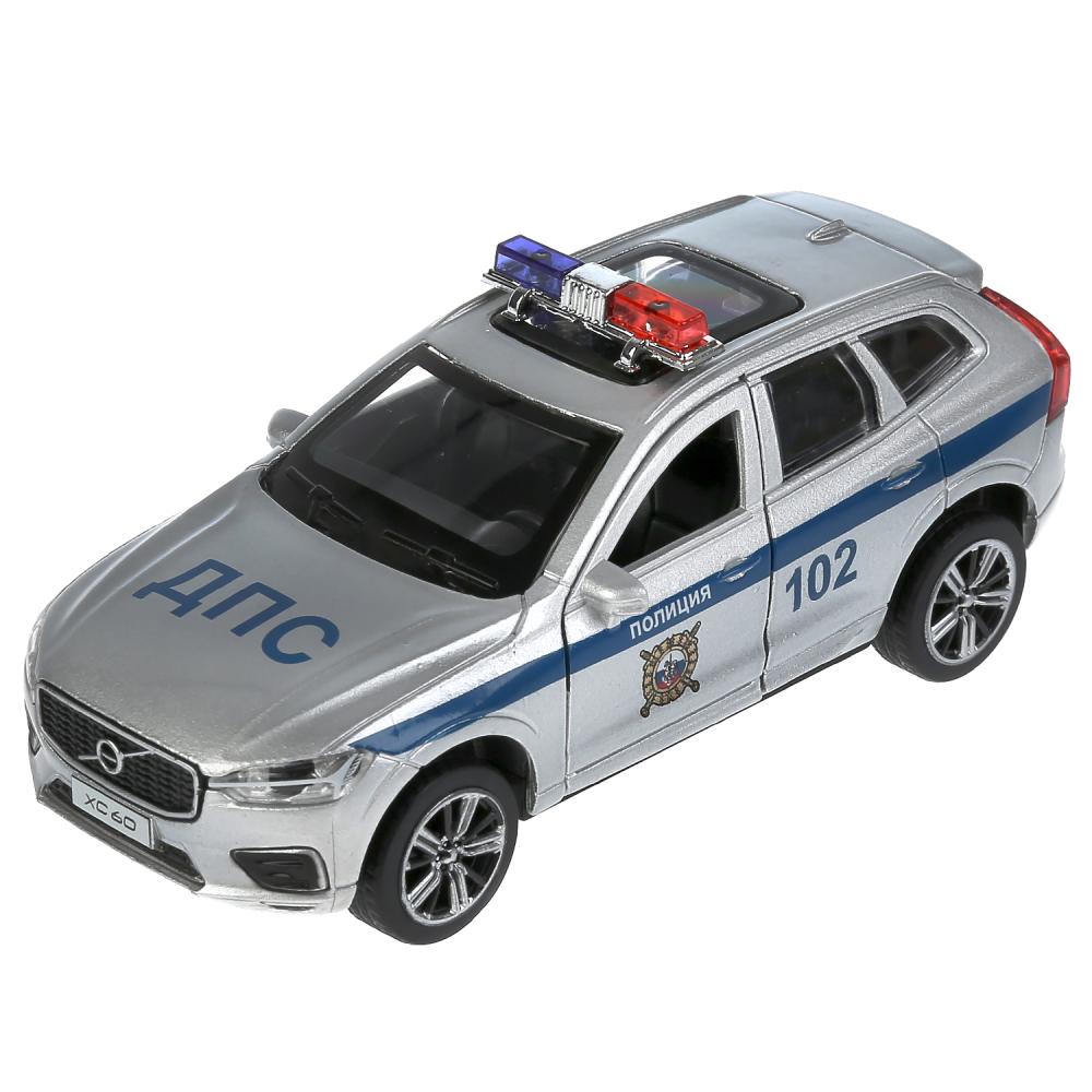 Машина металл свет-звук volvo xc60 r-desing полиция 12см,инерц,серебристый. Технопарк в кор.2*36шт (Вид 1)