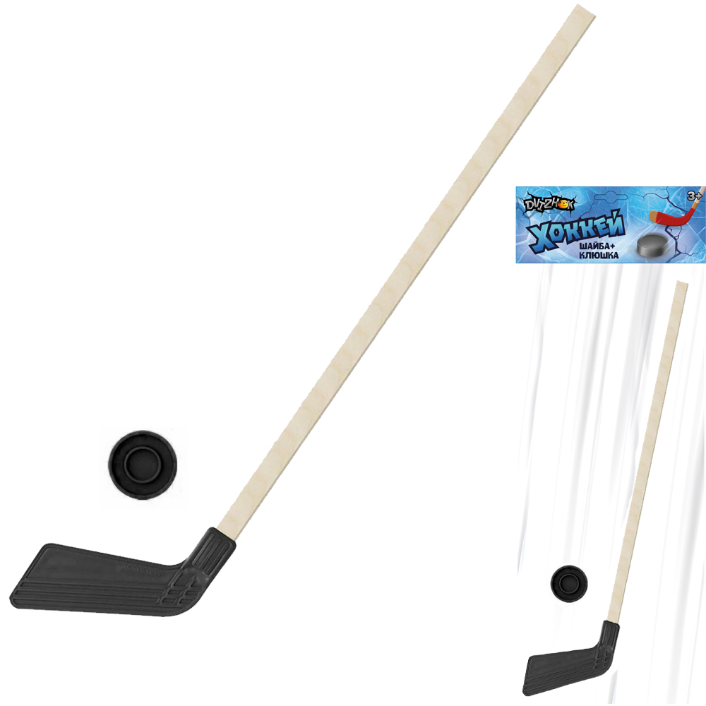 Набор хоккейный клюшка Dvizhok 80см,1 шайба цв. черный ХК 3 (Вид 1)