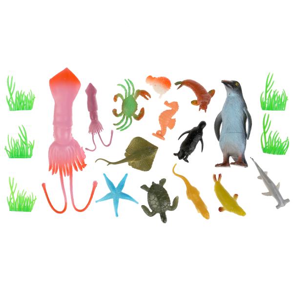 Игрушка пластизоль Играем Вместе Морские животные 12 видов +5 водорослей в пак. в кор.2*60шт
