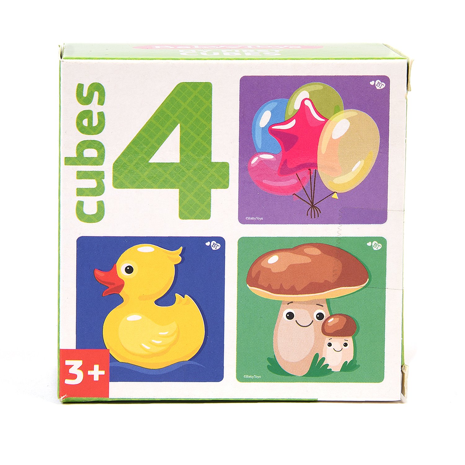 Кубики Микс (без обклейки) 4 шт Baby Toys арт.03544 (Вид 1)
