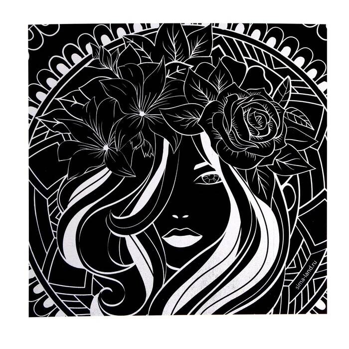 Набор гравюр Женщина цветы, с основой , 2 шт, 19*19 см    7649783 (Вид 3)