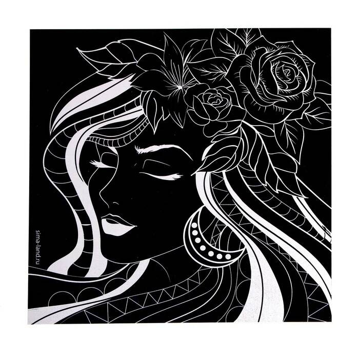 Набор гравюр Женщина цветы, с основой , 2 шт, 19*19 см    7649783 (Вид 4)
