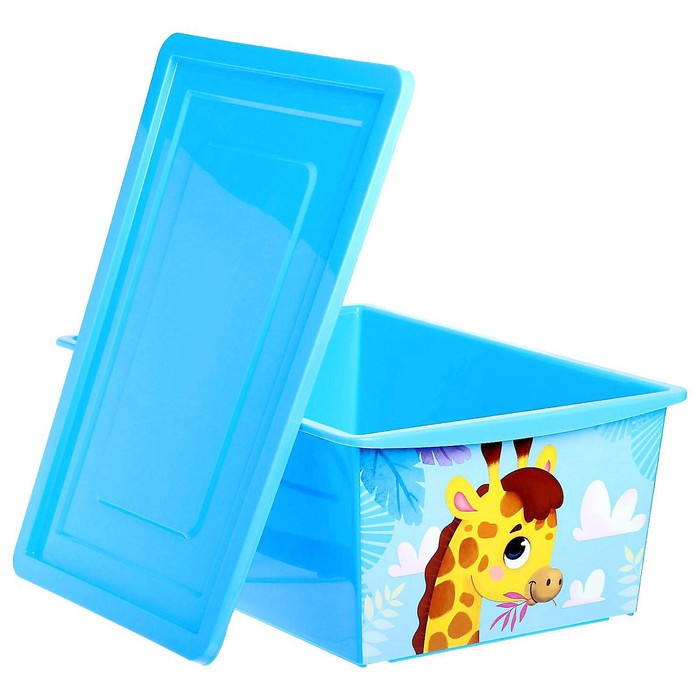 Ящик для игрушек, с крышкой, «Веселый зоопарк», объём 30 л, цвет голубой 5122421 (Вид 4)