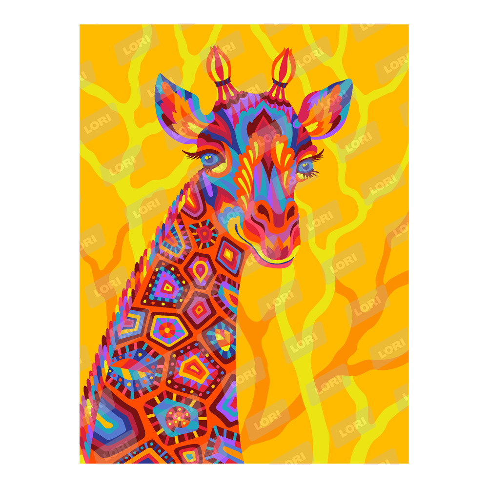 Кпн-032 Картина по номерам Разноцветный жираф (Вид 1)