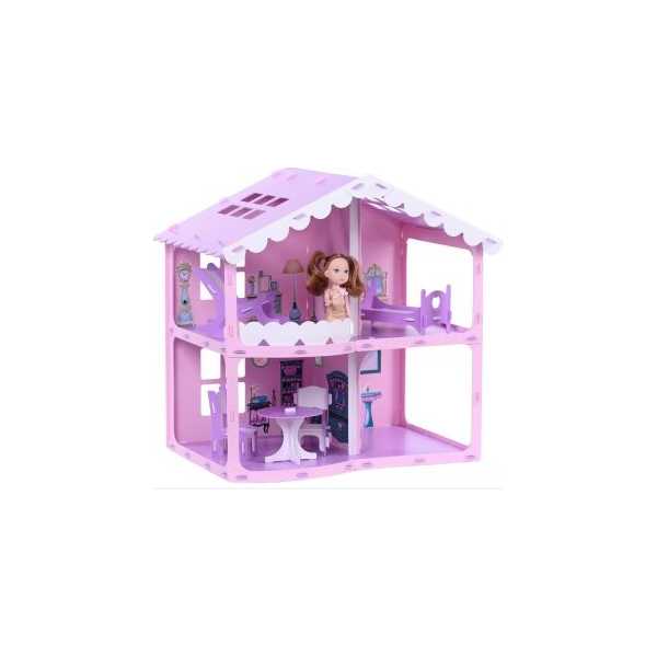 Домик для кукол Дом Анжелика розово-сиреневый с мебелью (Вид 1)