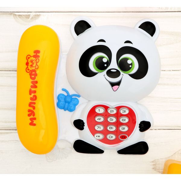 ZABIAKA телефон стационарный Панда белый, звук, работает от батареек SL-01267A   3279485