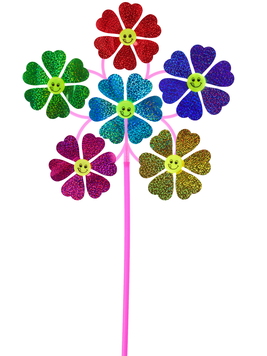 Серия Веселые забавы: Ветерок (46 см) 6 цветков СМАЙЛИКИ (в пакете) (Арт. AN02828) (Вид 1)