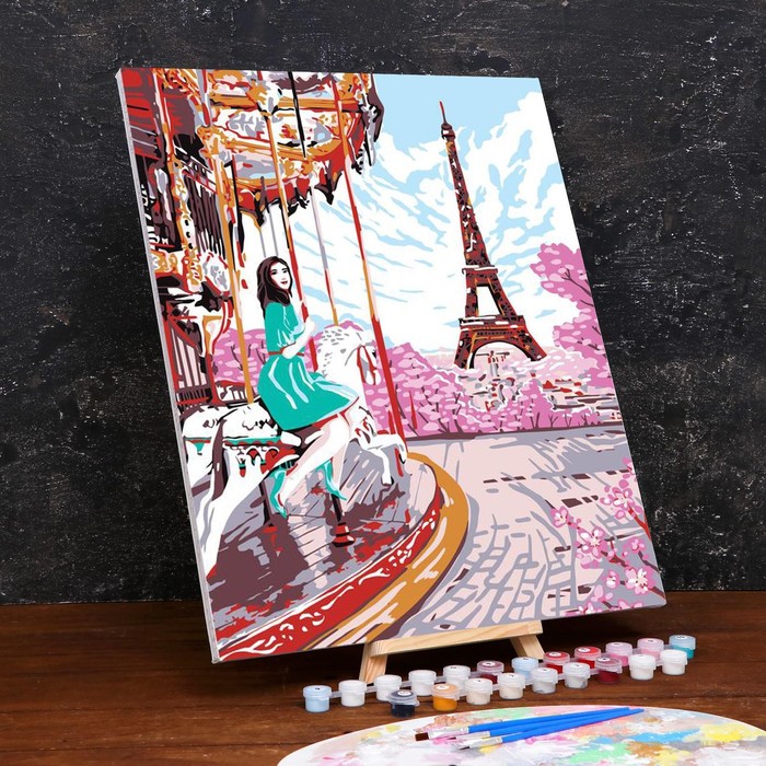 Картина по номерам на холсте с подрамником Девушка в Париже 40*50 см 4971868 (Вид 2)