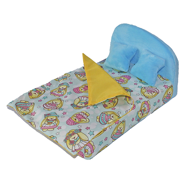 Мебель мягкая Кровать,2 подушки,одеяло с голубым плюшем НМ-003-21*