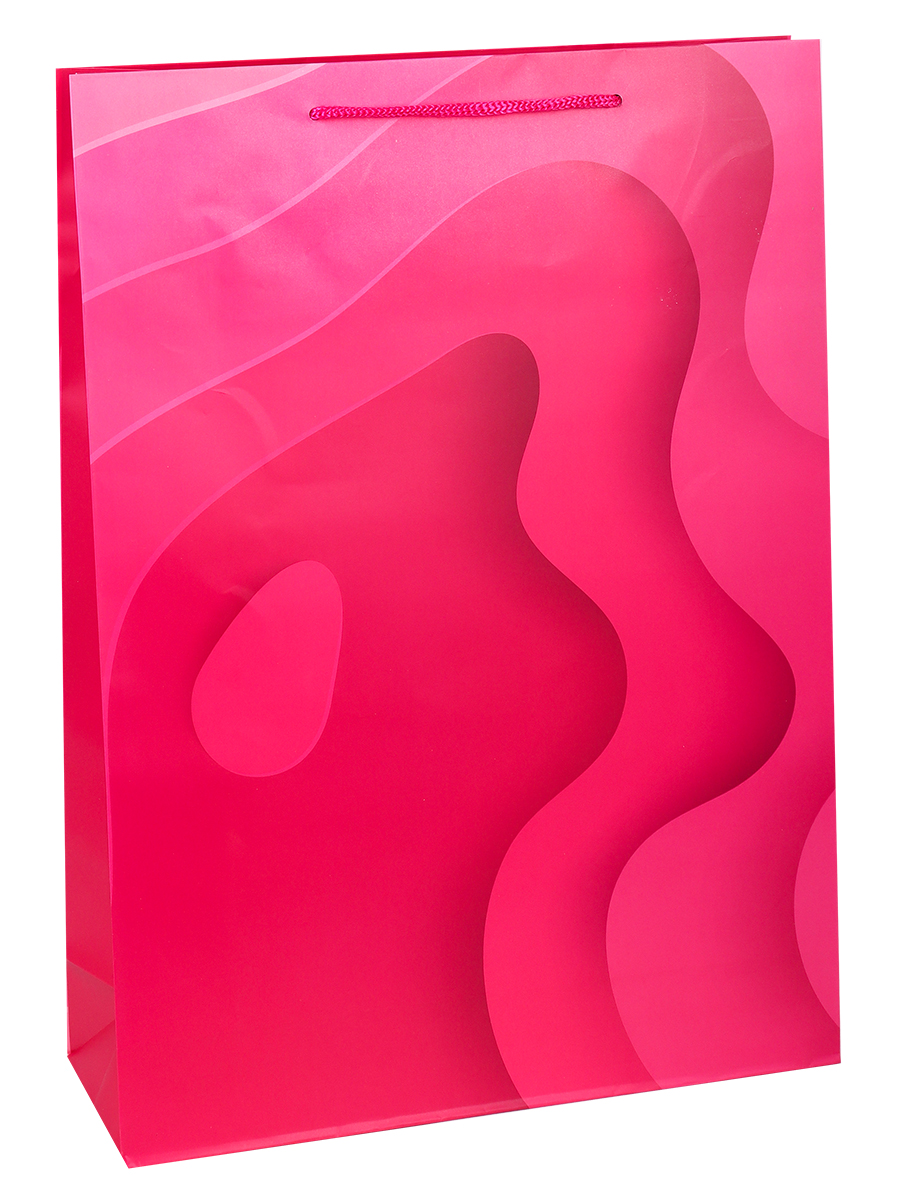 Пакет подарочный с матовой ламинацией 32,4x44,5x10,2 см  (XL)  Стильные волны, розовые,157г ППК-7478 (Вид 1)