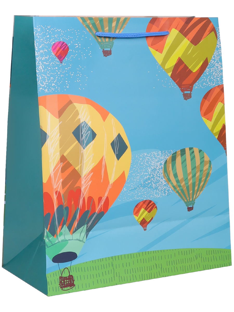 Пакет подарочный с матовой ламинацией 32,4x44,5x10,2 см  (XL) Яркие воздушные шары, 157 г ППК-7482 (Вид 1)